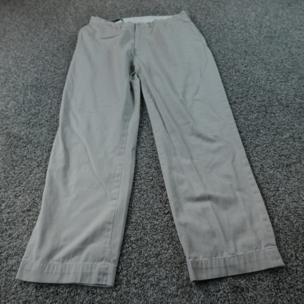 VTG Polo Ralph Lauren Pants Mens 34X30 Beige Chino Trouser‎ Flat Front Preppy